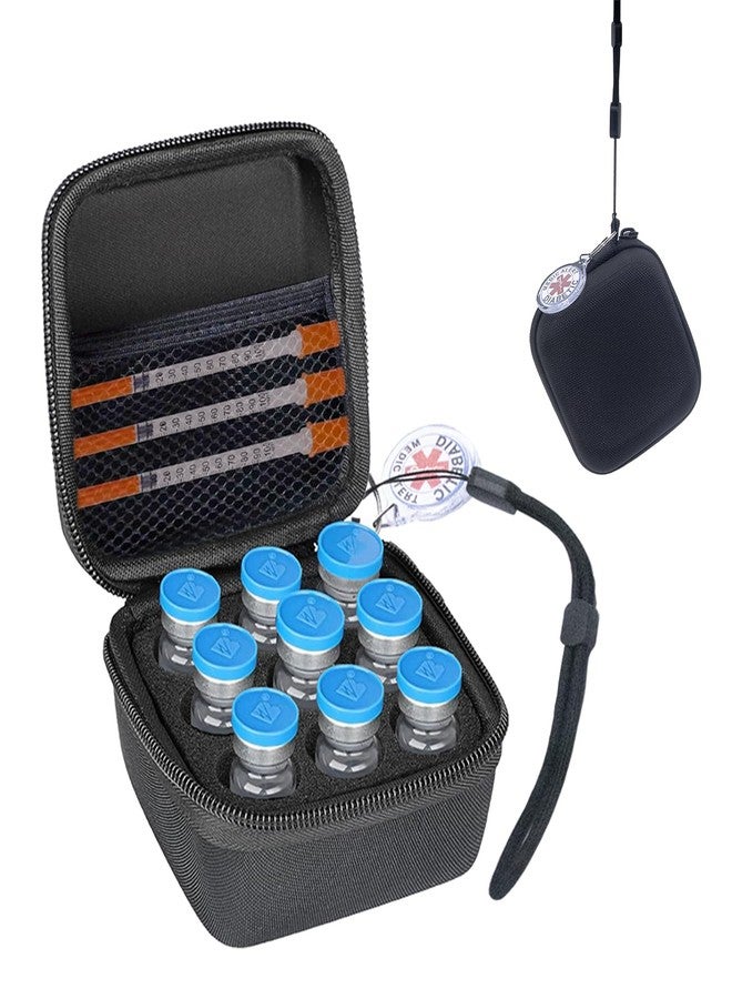 NCGDPZY Insulin and Peptide Vial Storage Case for Refrigerator and Travel, Vial Holder Organizer, Fits Standard 10ml U-100 Vials, 9-Slot, Black with Diabetes Badge - Image 1
